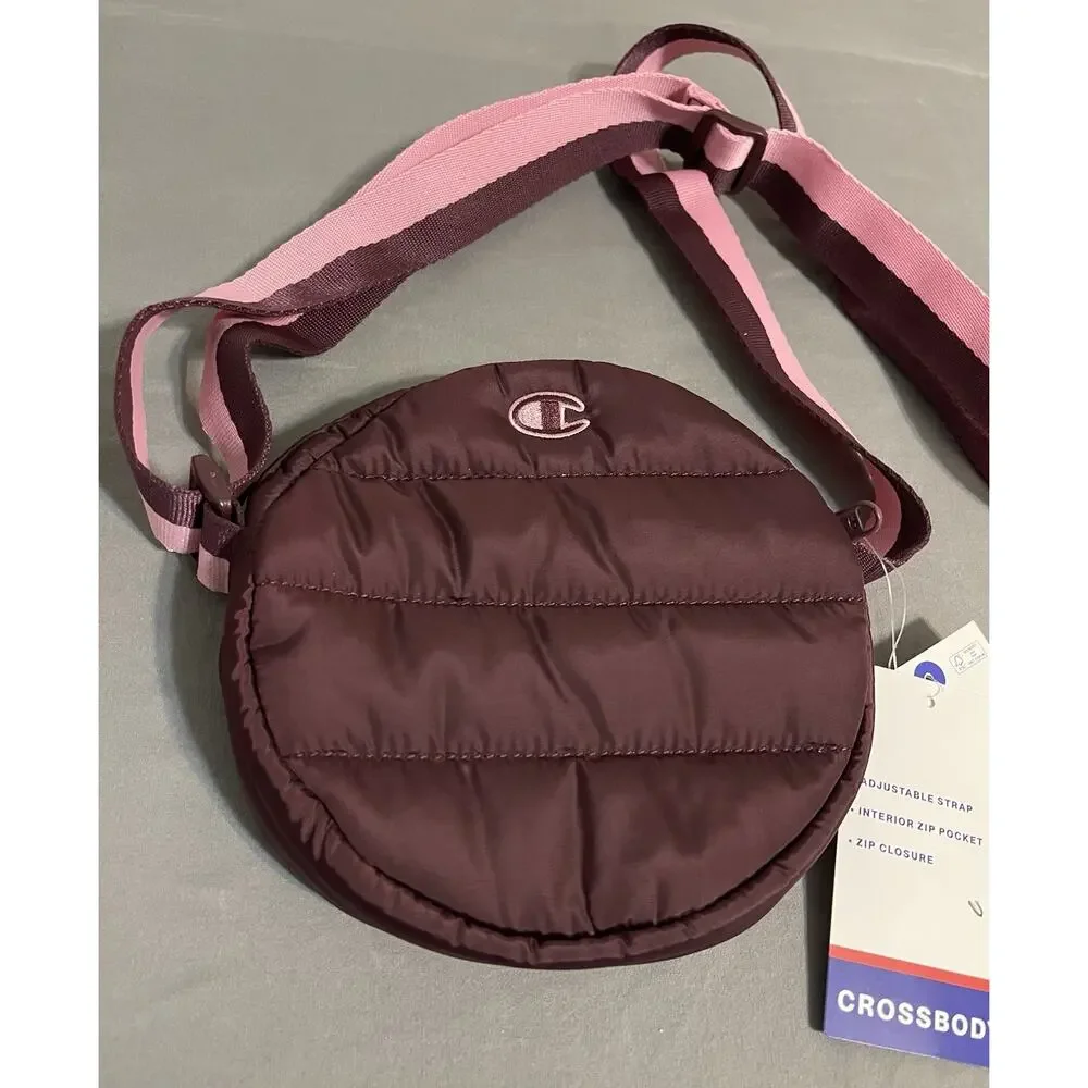NWT Champion Quilted Crossbody Bag Maroon Pink Adjustable Strap